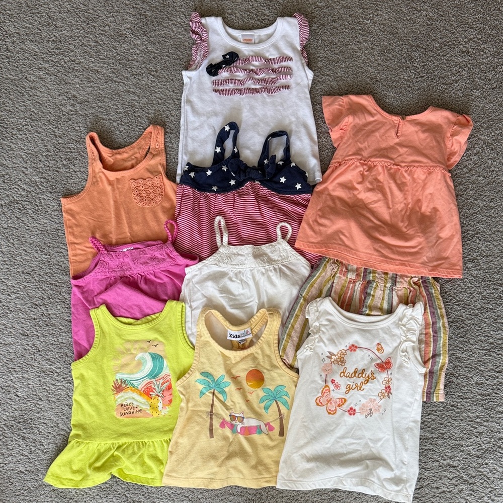Assorted 2T Girls Tank Tops & Tees - Mixed Colors
